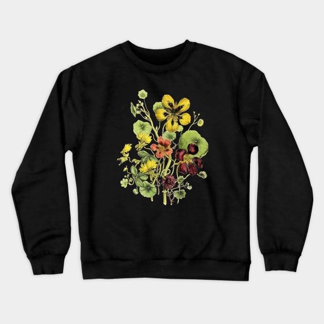 Blooming Nasturtium Flowers Bunch Crewneck Sweatshirt by Biophilia